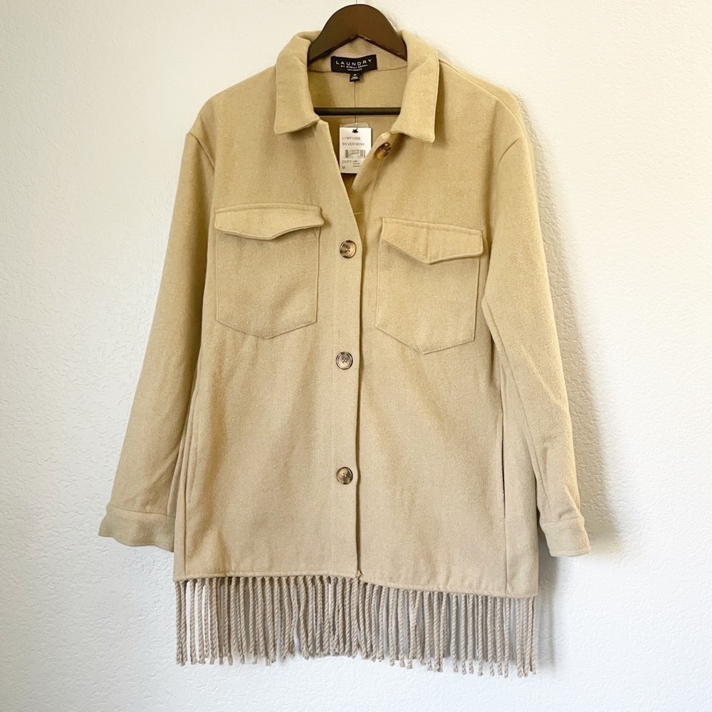 Nwt Laundry By Shelli Segal Fringe Shaket Silver Mink Tan